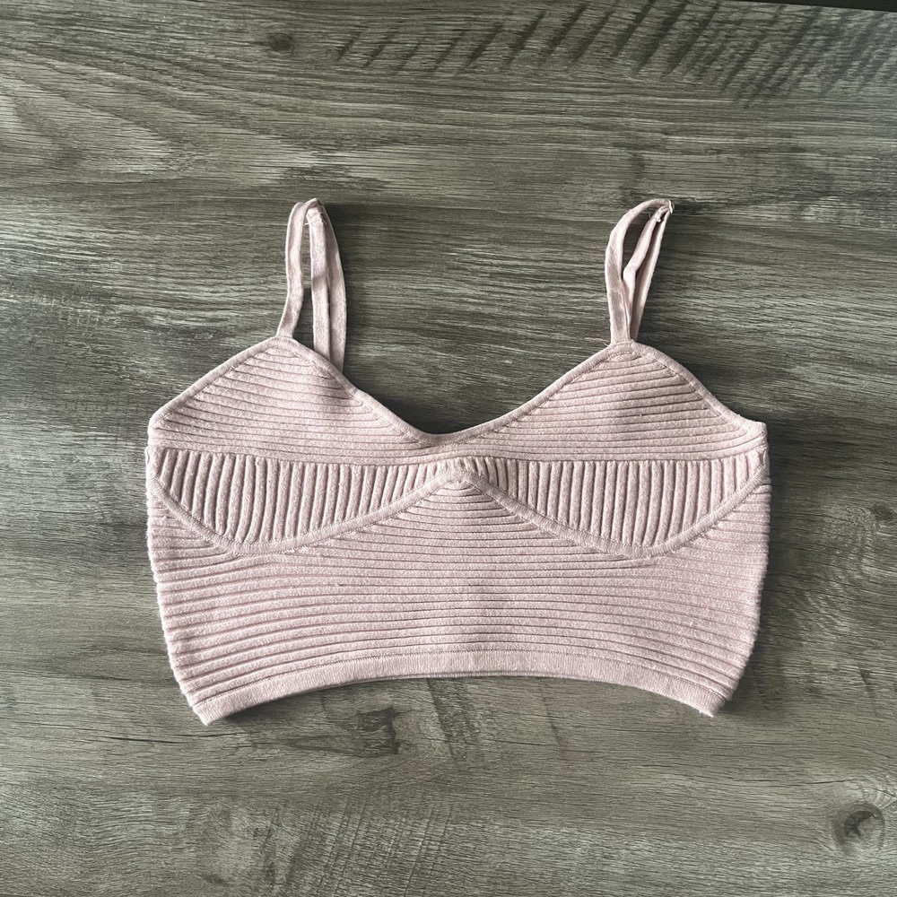 Aerie Women's Ribbed Cropped Tank Top Light Pink Size Medium